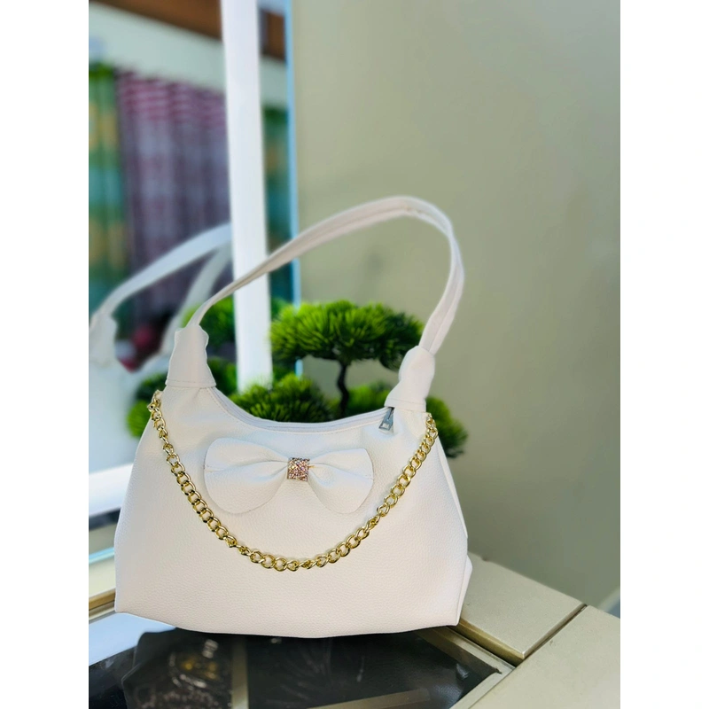 Elegant White Bow Ladies Handbag