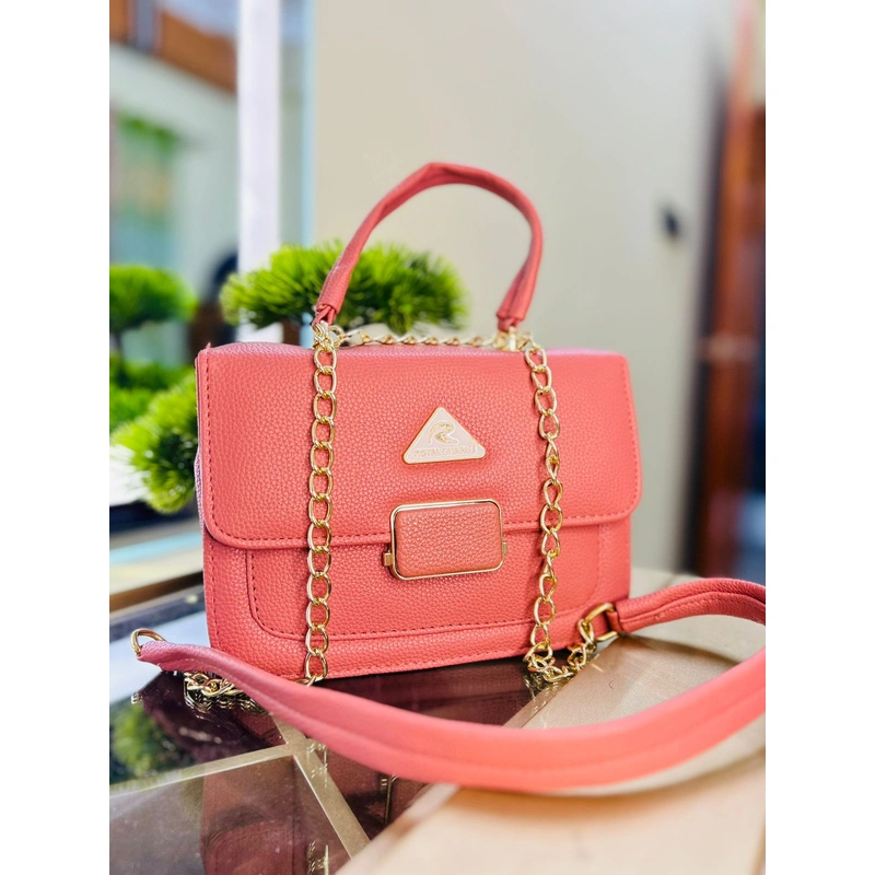 Elegant Coral Chain Handbag