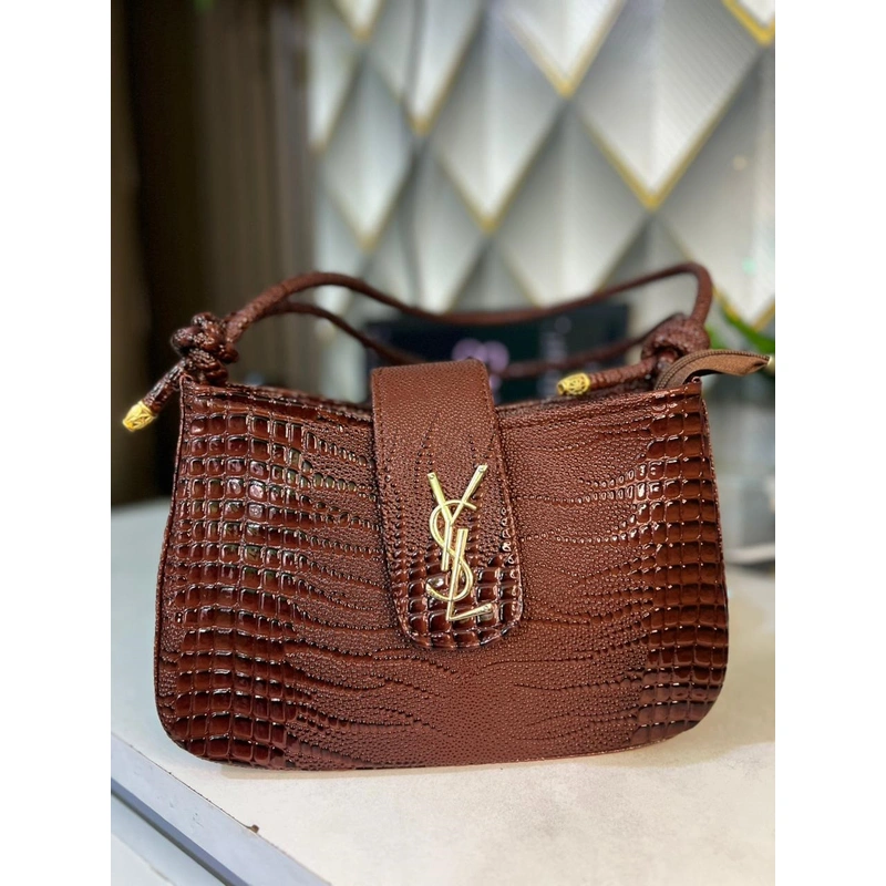 Premium Croco Design Ladies Handbag YSL logo